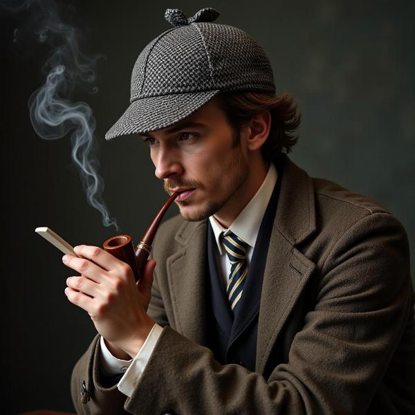 Sherlock Holmes with his pipe