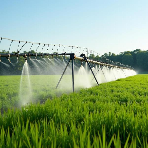 Sprinkler system irrigating a field