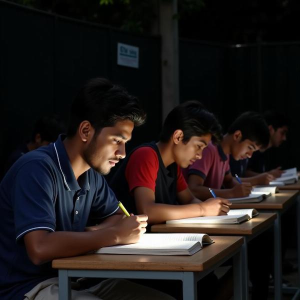 Students Studying Hard for Exams in India