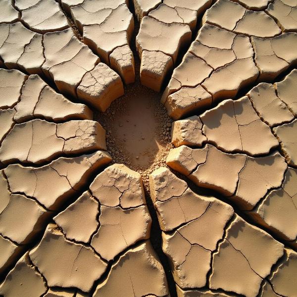 Cracked ground representing instability.