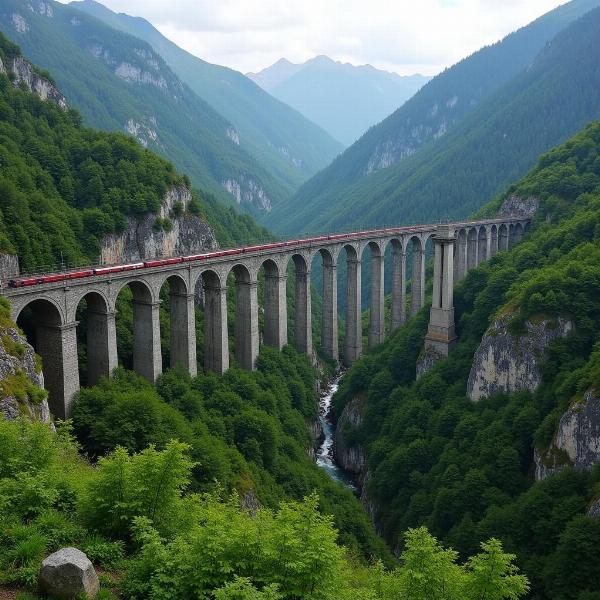 Viaduct spanning a valley