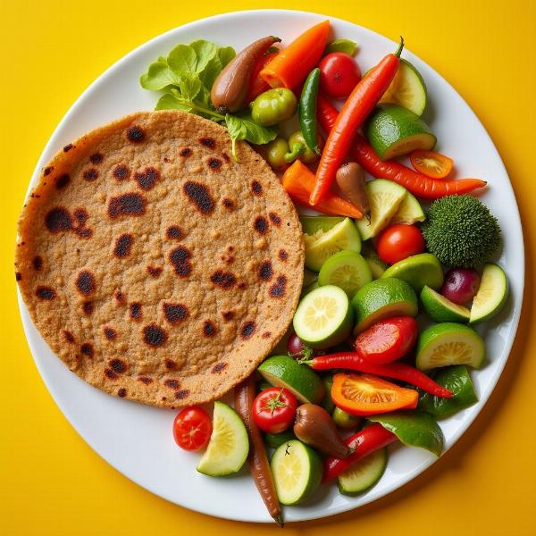 Whole Wheat Roti and Vegetables