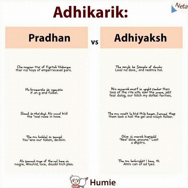 Comparison of Authority Terms in Hindi