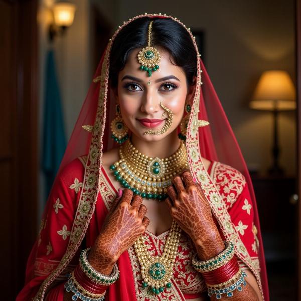 A Beautifully Adorned Indian Bride