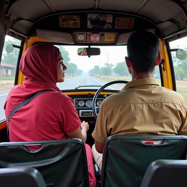 Auto-rickshaw driver and passenger