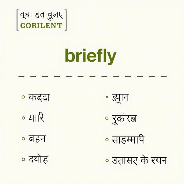 Translating "Briefly" in Hindi