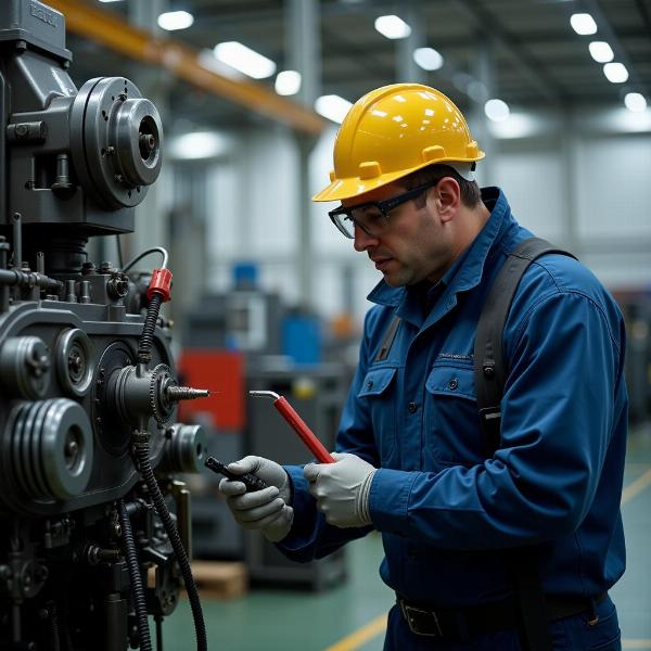 Chief Engineer Inspecting Equipment