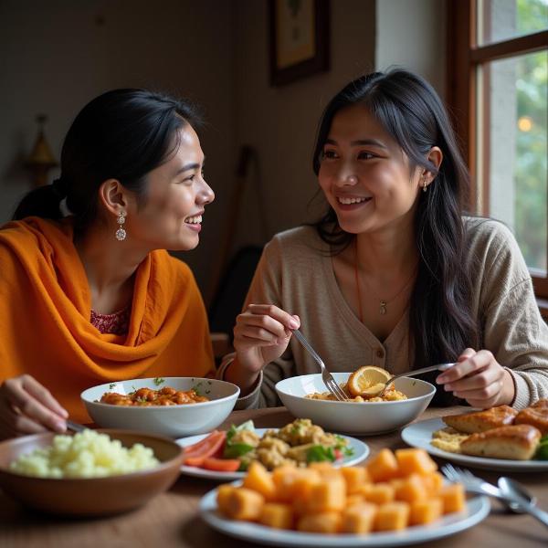 Close Indian Friends Sharing a Meal