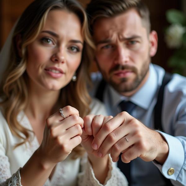 Couple experiencing cold feet before wedding