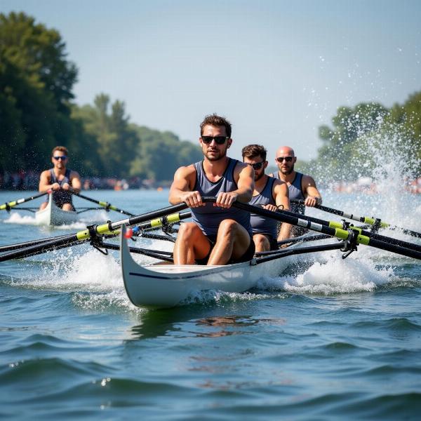 Competitive Oarsmen in Regatta