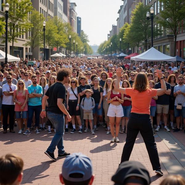 Crowd Watching a Street Performance