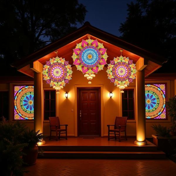 Homes decorated with Sanjhi art during Diwali