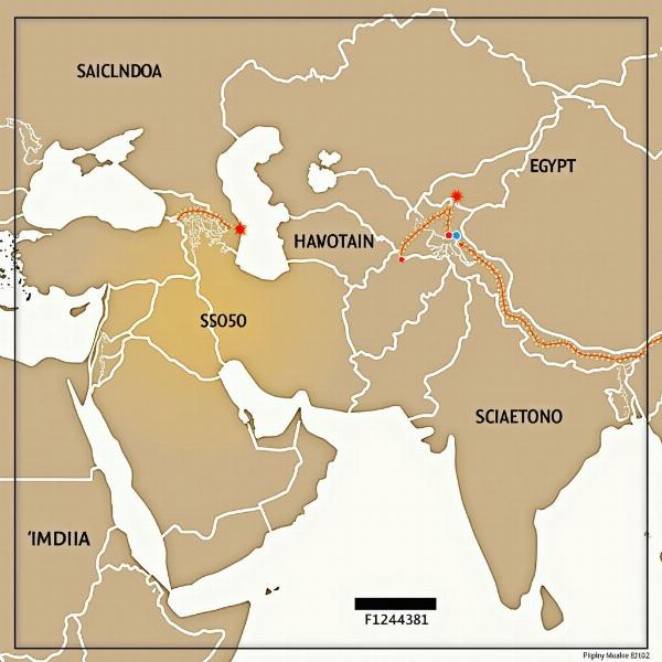 Egypt Misr Hindi Meaning: A map highlighting Egypt and its location in relation to India, showcasing the historical trade routes and cultural exchange between the two regions.