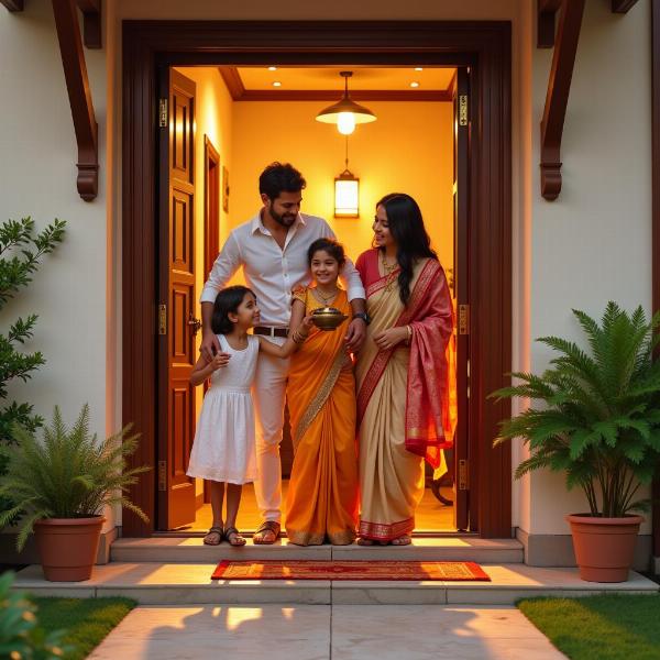 Family Entering New Home