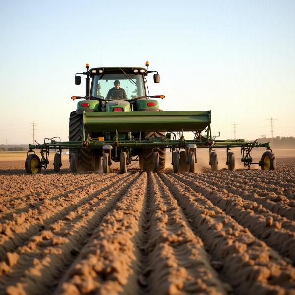 Farmer using a modern seed drill