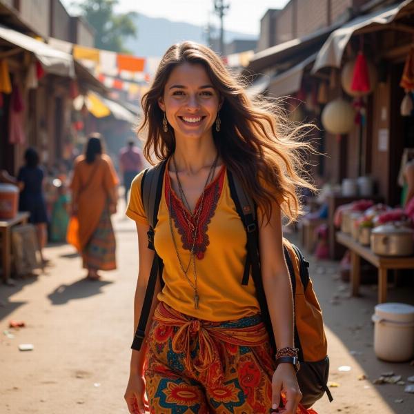 A free-spirited woman in India