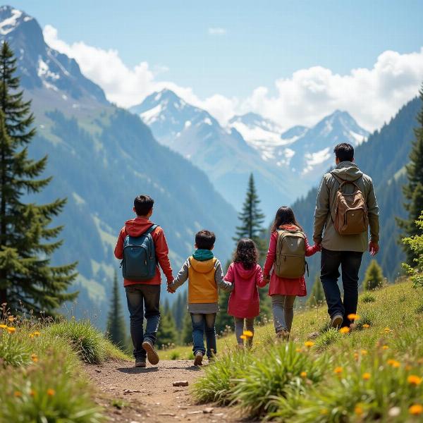 Family enjoying grishma avkash with a trip to the Himalayas