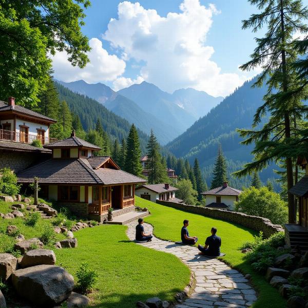 Peaceful Ashram in the Indian Himalayas