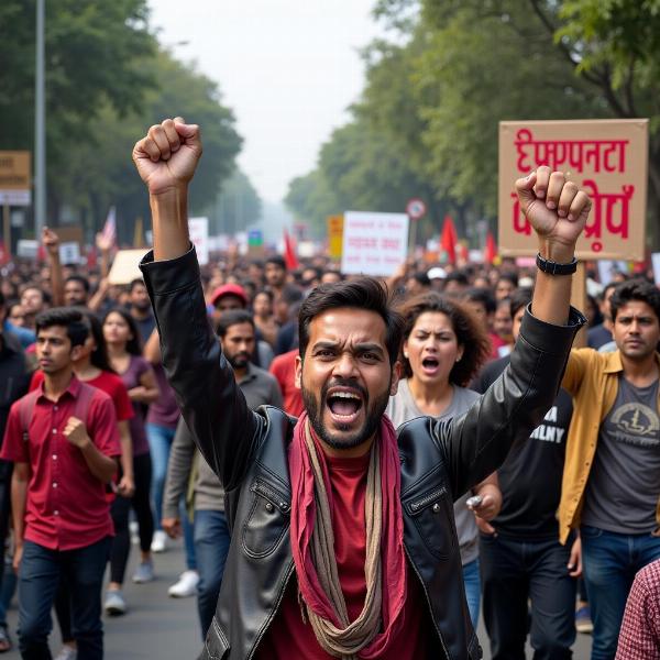 Hindi Meaning of Mob: Protest