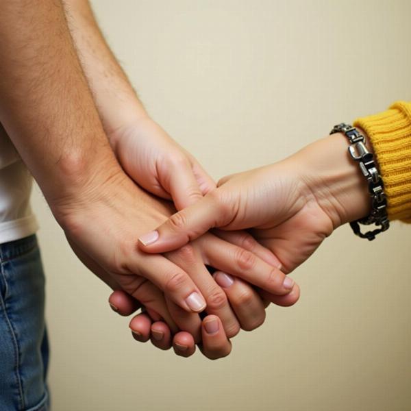 Holding hands for support