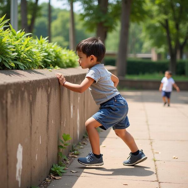 Getting down from a wall