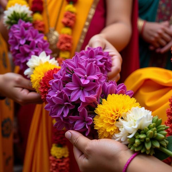 Hyacinth garland used in Indian festival celebrations