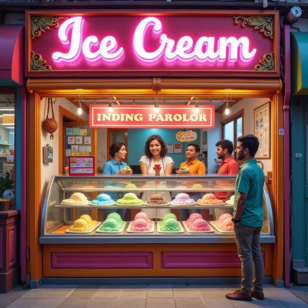 Ice cream parlor in India