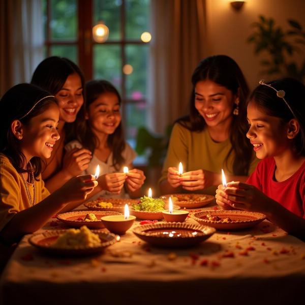 Indian Family Celebrating Diwali