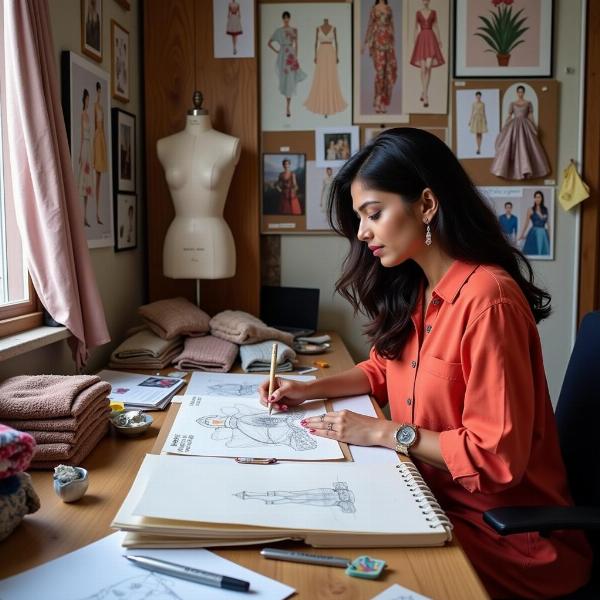 Indian Fashion Designer at Work