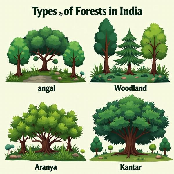 Hindi words for forest: jangal, van, aranya, kantar