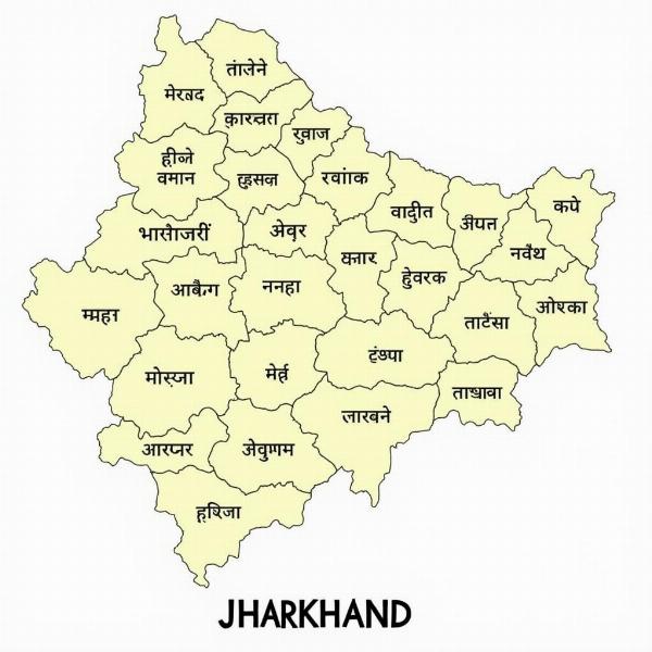 Jharkhand district map in Hindi showing all 24 districts with their names in Hindi script.