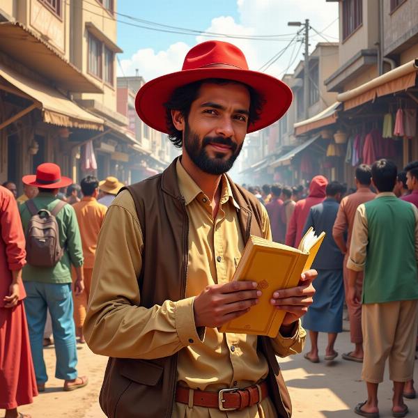 Man wearing a red hat