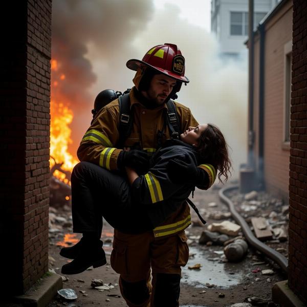 Firefighter Rescuing a Person