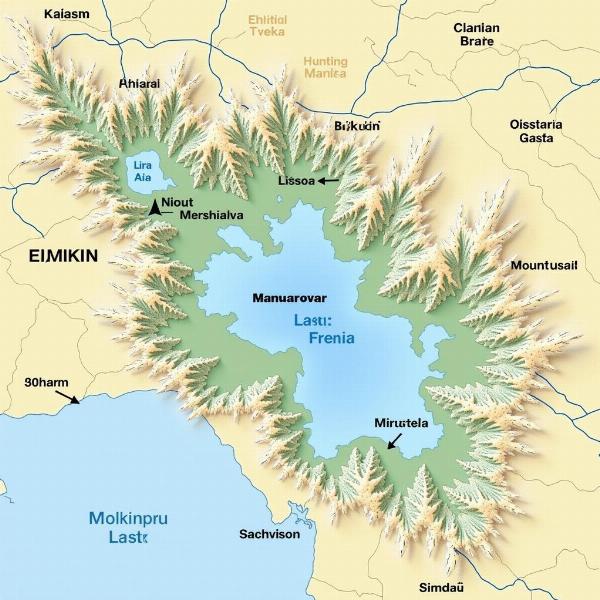 Map showing the location of Mansarovar and Mount Kailash