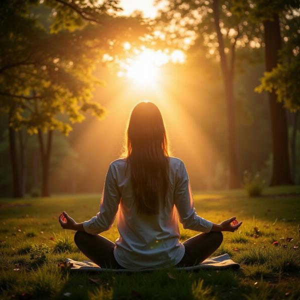 Person meditating for inner peace and radiance