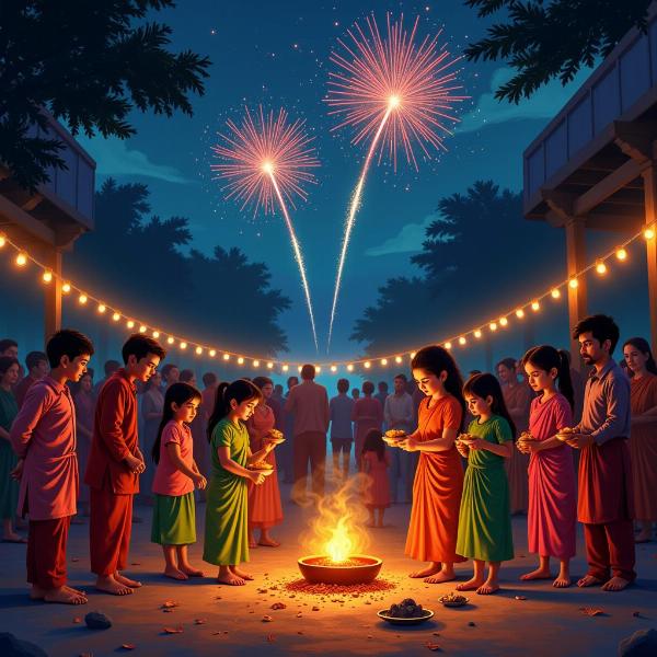 People celebrating Diwali, showcasing the cultural context of nostalgia