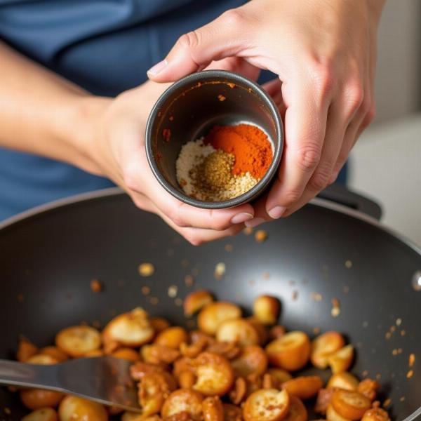 Mixing ingredients while cooking