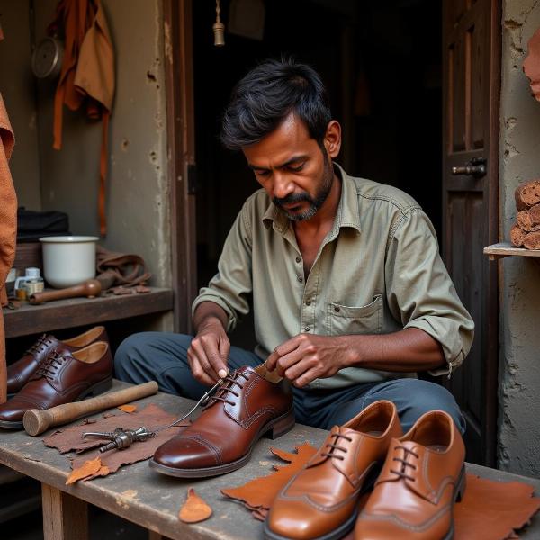 A Cobbler Working in India