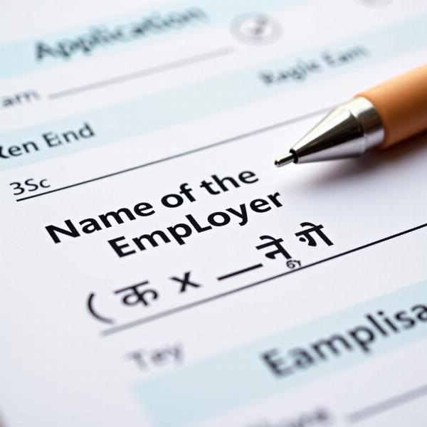 Name of Employer in Hindi on a Job Application