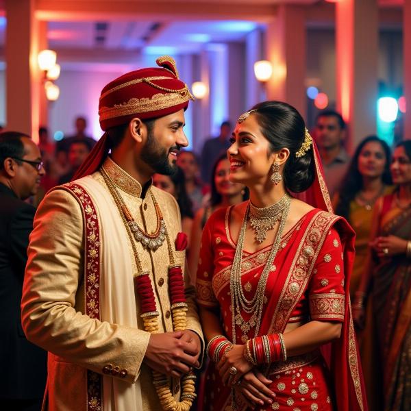 Newlywed Couple in a Traditional Indian Wedding Ceremony