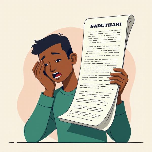 A person struggling to read a document