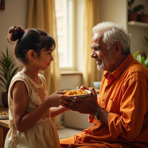 Offering Food to Elderly