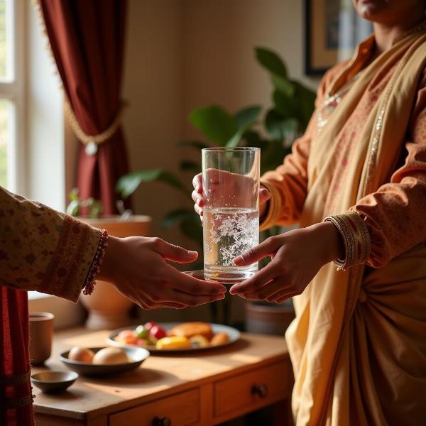 Offering Water to a Guest in India