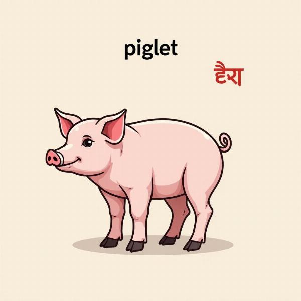 Illustration of Piglet and its Hindi equivalent