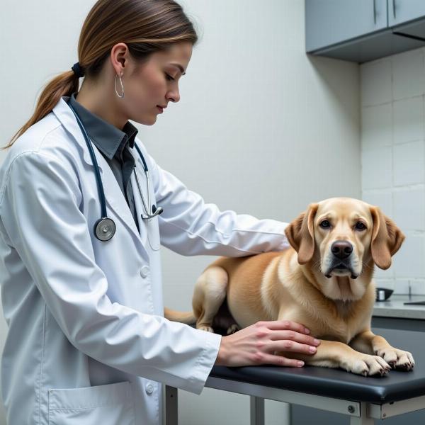 Veterinarian Examining a Dog