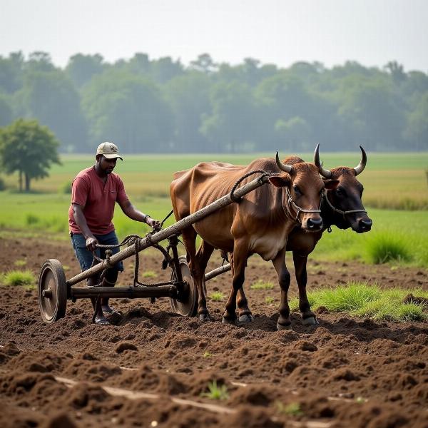 Traditional Indian Plow in Action