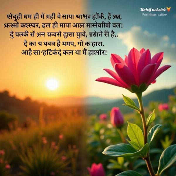 Positive Attitude in Hindi: An image representing the concept of a positive attitude, perhaps a sunrise or a blooming flower, alongside the Hindi phrase for "positive attitude."