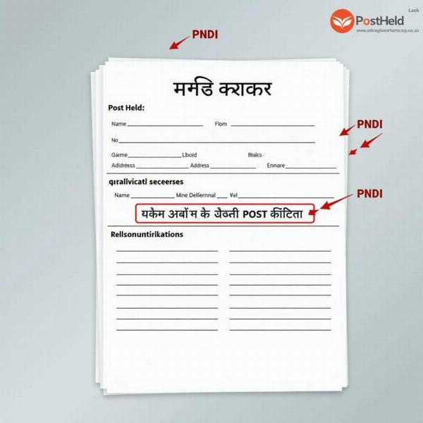 Hindi Application Form with "Post Held" Field