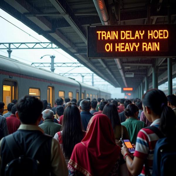 Indian Train Delayed by Rain