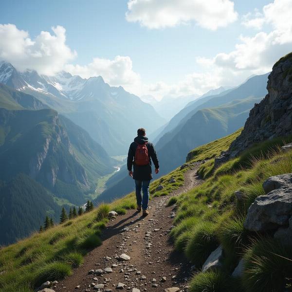 A person walking through a difficult path